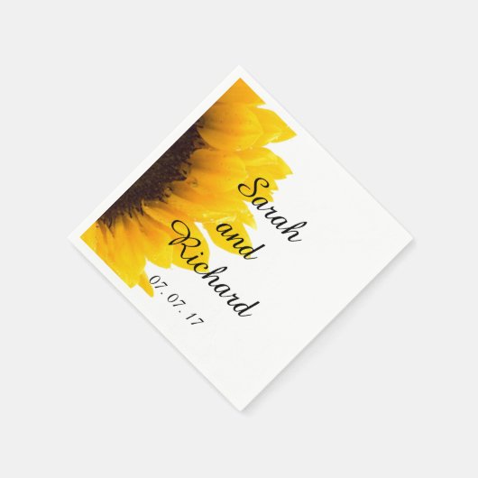 Serviette En Papier Papier Mariage moderne tournesol (Coin)
