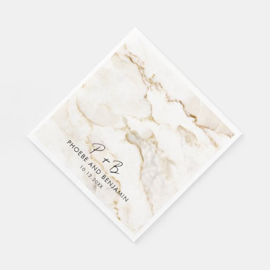 Serviette En Papier Papier Mariage Monogram Elegant Typographie (Coin)