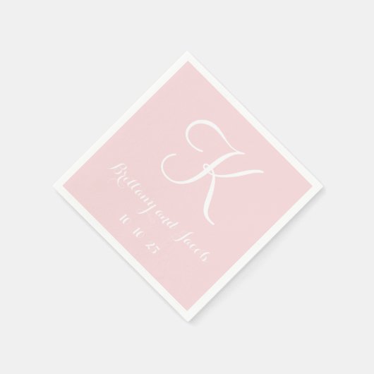 Serviette En Papier Papier Mariage Monogram Pale Rose (Coin)