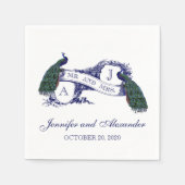 Serviette En Papier Papier Mariage Monogram Peacock (Devant)