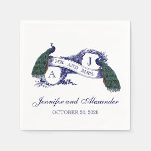 Serviette En Papier Papier Mariage Monogram Peacock