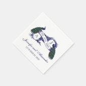 Serviette En Papier Papier Mariage Monogram Peacock (Coin)