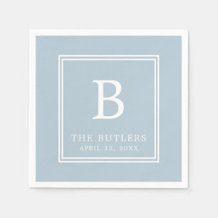 Serviette En Papier Papier Mariage Monogramme bleu Dusty