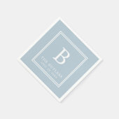 Serviette En Papier Papier Mariage Monogramme bleu Dusty (Coin)