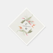 Serviette En Papier Papier Mariage Monogramme floral simple Tropical (Coin)