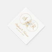Serviette En Papier Papier Mariage Monogramme Or Personnalisé (Coin)