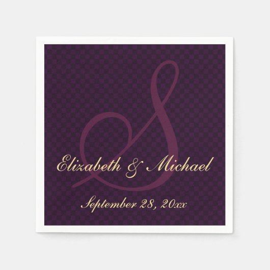 Serviette En Papier Papier Mariage Monogramme personnalisable (Devant)