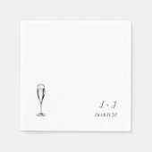 Serviette En Papier Papier Mariage Monogramme personnalisé Champagne (Devant)