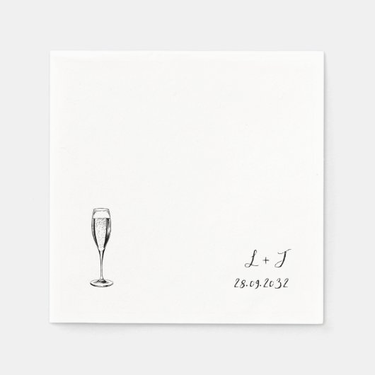 Serviette En Papier Papier Mariage Monogramme personnalisé Champagne (Devant)