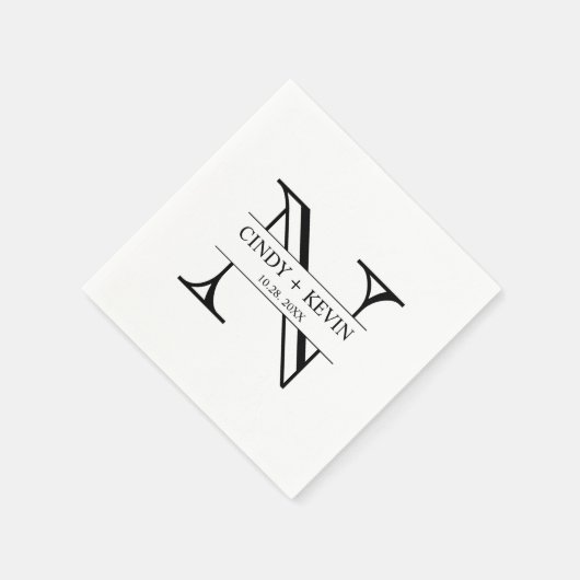 Serviette En Papier Papier Mariage Monogramme Personnalisé Napkin (Coin)