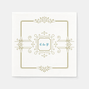 Serviette En Papier Papier Mariage Monogramme Vintage victorien