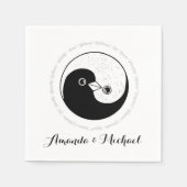 Serviette En Papier PAPIER mariage NAPKIN. b/w YinYang colombes. (Devant)