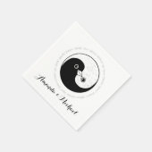 Serviette En Papier PAPIER mariage NAPKIN. b/w YinYang colombes. (Coin)
