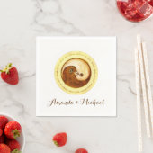 Serviette En Papier PAPIER mariage NAPKIN. Doves Gold YinYang. (En situation)