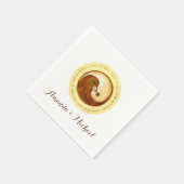 Serviette En Papier PAPIER mariage NAPKIN. Doves Gold YinYang. (Coin)