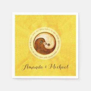 Serviette En Papier PAPIER MARIAGE NAPKIN. Les colombes de Gold YinYan