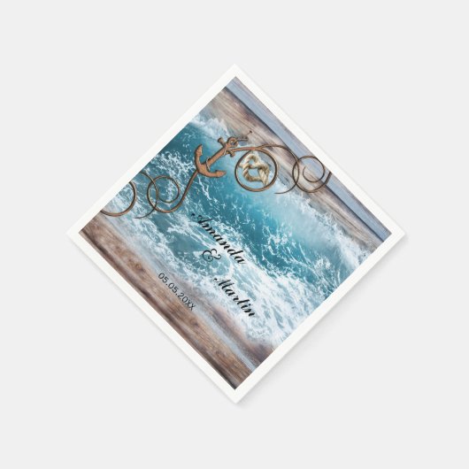 Serviette En Papier Papier Mariage Nautique Rustique (Coin)