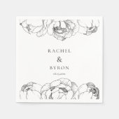 Serviette En Papier Papier mariage noir et blanc (Devant)