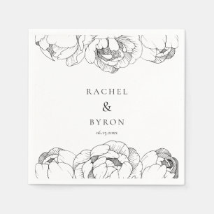 Serviette En Papier Papier mariage noir et blanc