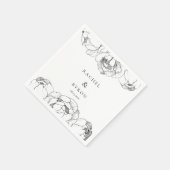 Serviette En Papier Papier mariage noir et blanc (Coin)