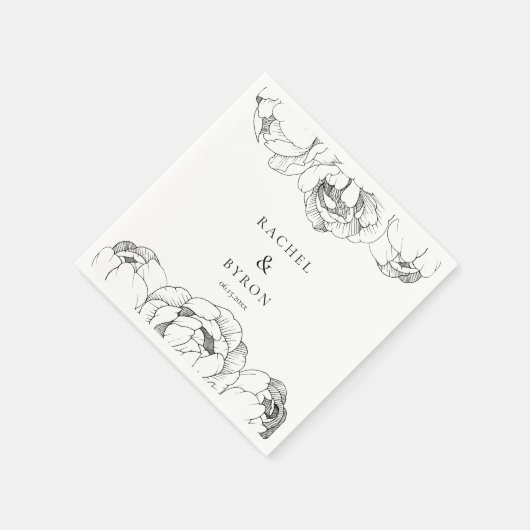 Serviette En Papier Papier mariage noir et blanc (Coin)