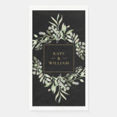 Serviette En Papier Papier Mariage Noir Et Or Vert (Devant)