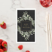 Serviette En Papier Papier Mariage Noir Et Or Vert (En situation)