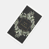 Serviette En Papier Papier Mariage Noir Et Or Vert (Coin)