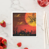 Serviette En Papier Papier Mariage noir Halloween nuit (En situation)