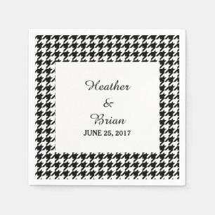 Serviette En Papier Papier Mariage noir Houndstooth