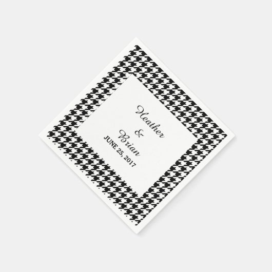 Serviette En Papier Papier Mariage noir Houndstooth (Coin)