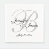 Serviette En Papier Papier Mariage noir noir Monogramme noir Napkin