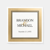 Serviette En Papier Papier Mariage noir or Napkin (Devant)