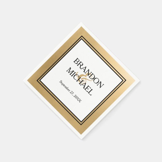 Serviette En Papier Papier Mariage noir or Napkin (Coin)