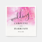 Serviette En Papier Papier Mariage Ombre Aquarelle - Rose (Devant)