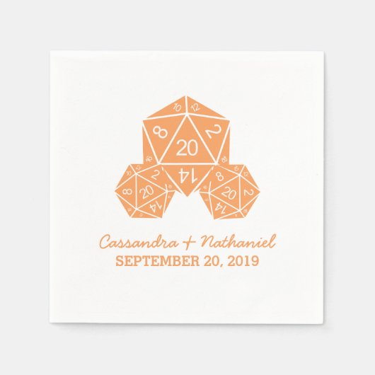 Serviette En Papier Papier Mariage orange D20 dés (Devant)
