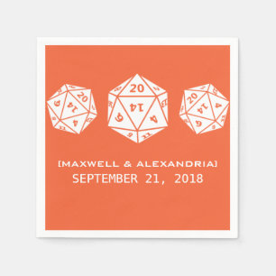 Serviette En Papier Papier Mariage Orange D20 Dice Gamer