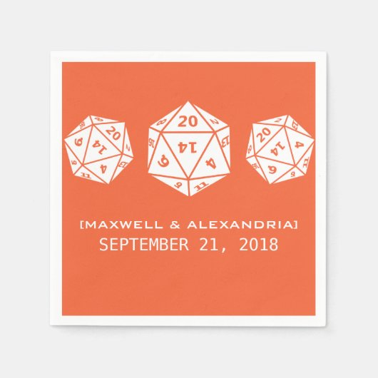 Serviette En Papier Papier Mariage Orange D20 Dice Gamer (Devant)