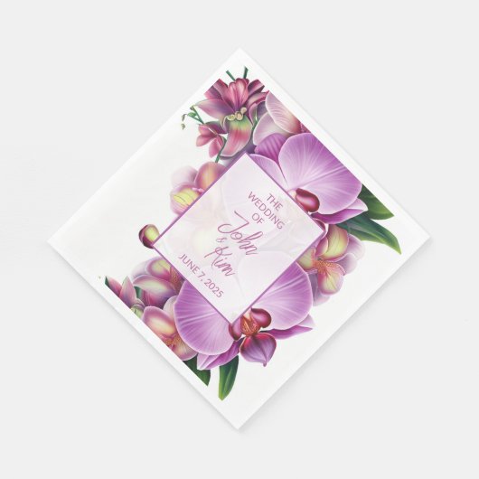 Serviette En Papier Papier Mariage Orchidées Florales Napkin (Coin)