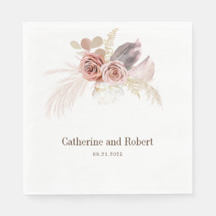 Serviette En Papier Papier Mariage Pampas Grass Terracotta