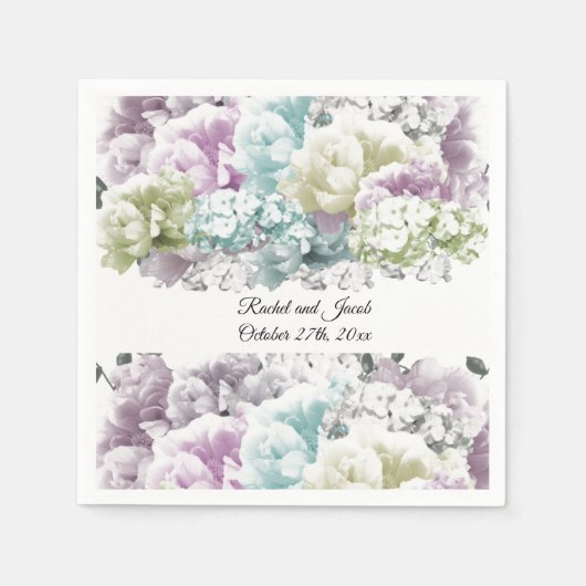 Serviette En Papier Papier Mariage Pastel Bouquet Multicolore (Devant)