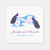 Serviette En Papier Papier Mariage Peacock Turquoise violet (Devant)