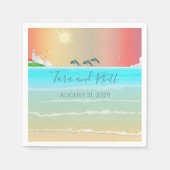 Serviette En Papier Papier Mariage personnalisé à thème de plage (Devant)