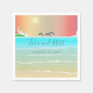 Serviette En Papier Papier Mariage personnalisé à thème de plage