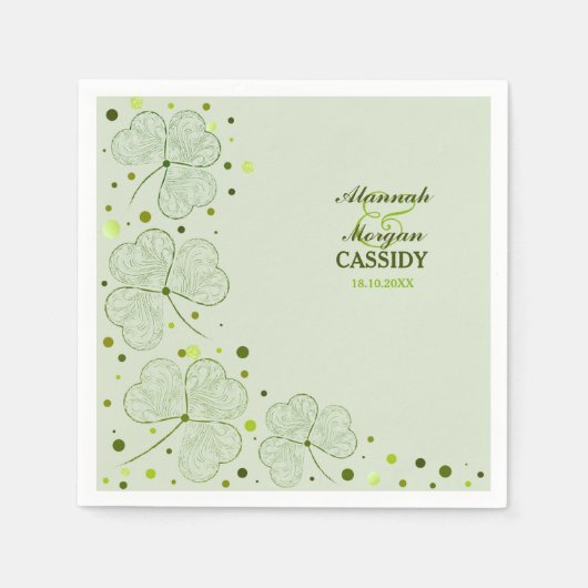Serviette En Papier Papier Mariage Pois shamrock (Devant)