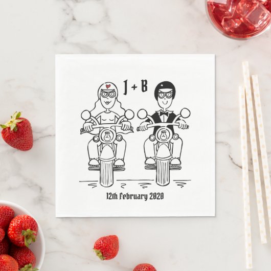 Serviette En Papier Papier Mariage pour moto moto à moto personnalisé (En situation)