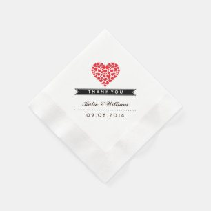 Serviette En Papier Papier Mariage Red Heart