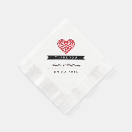 Serviette En Papier Papier Mariage Red Heart (Coin)