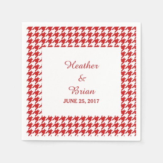 Serviette En Papier Papier Mariage Red Houndstooth (Devant)