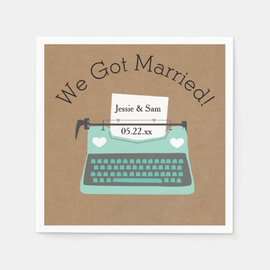 Serviette En Papier Papier Mariage Retro Aqua (Devant)